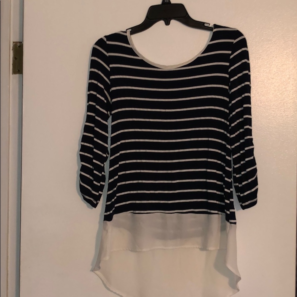 Navy Striped Top, Cute High Low Shear Bottom